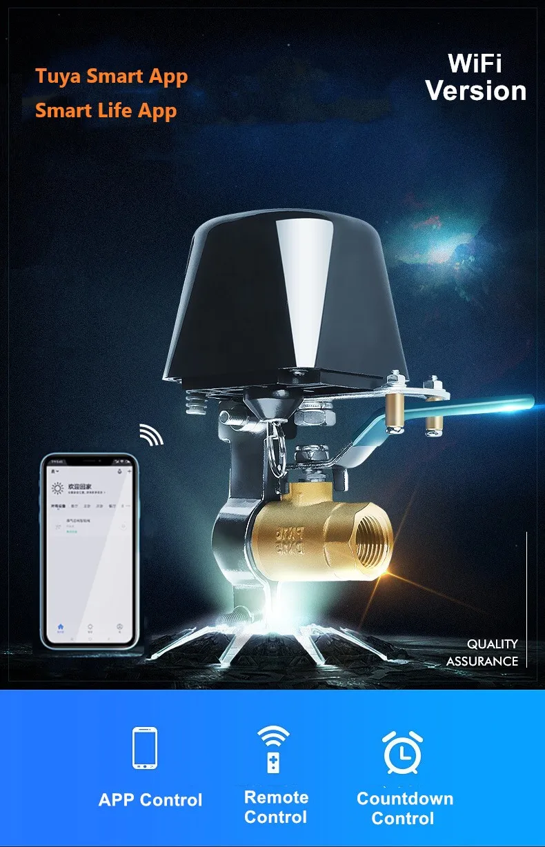Tuya Smart Water Gas Valve Controller App Remote Control WiFi Shut Off ...