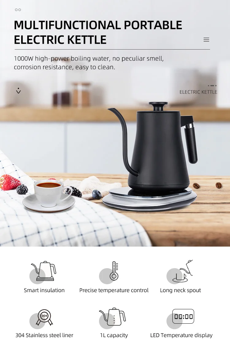Stainless Steel Portable Small Household Appliances Intelligent Control Electric Kettle