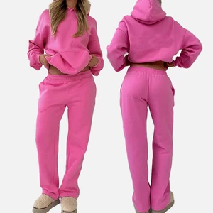 OEM winter 2026 women sports outfit hoodies tracksuits Heavyweight 100%cotton Lounge Wear vintage Thick Pullover for ladies