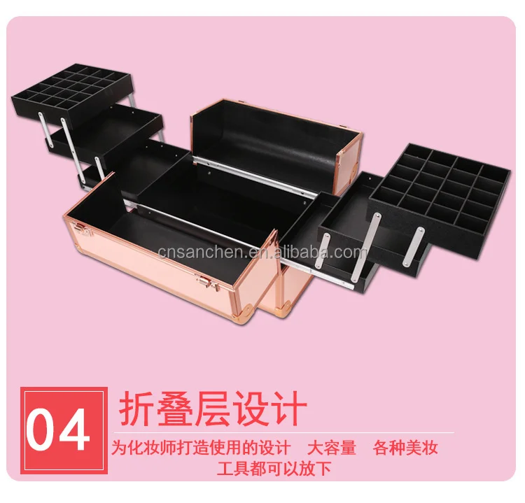 Pull rod cosmetic box aluminum alloy one-way wheel storage box with cosmetic and hairdressing toolbox