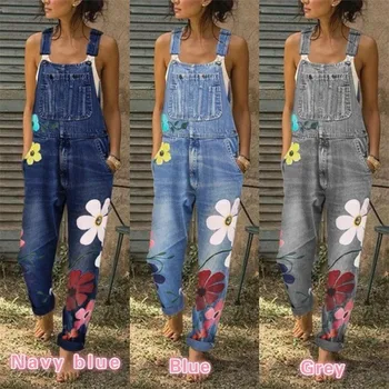 Women's jumpsuit fashion harem jeans suspender work clothes women's retro girls denim bibs for street wear