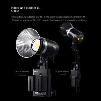 Godox ML60W Photography Light Handheld Mute Lithium Battery LED Supplementary Light Light always on Live Video Studio detail image