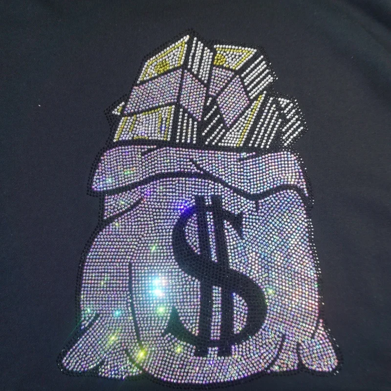 Professional factory ready design hot fix rhinestone new Christmas bear machine transfers