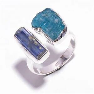 Customized Gold Plated Natural Crystal Raw Stone Ring Women 3 Color Crystal Ring Natural Stone Adjustable Ring