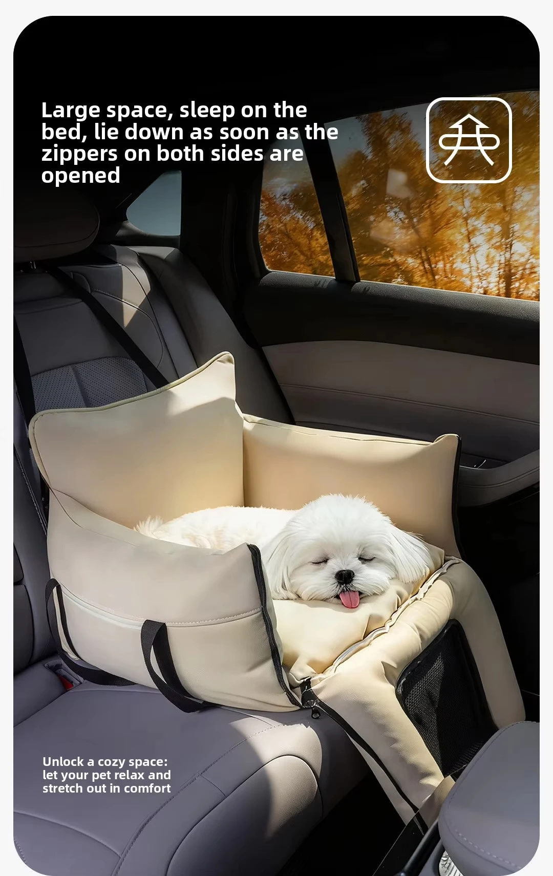 product washable removable pet car booster seat soft travel kennel for small puppy kitten multifunctional car interior rest mat-4