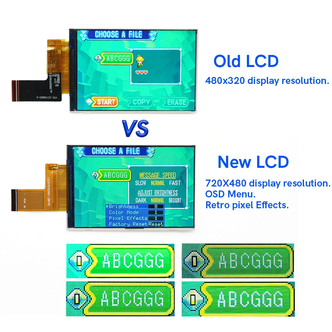 3 Inch V5 720x480 LCD Display for GBA - Easy Install