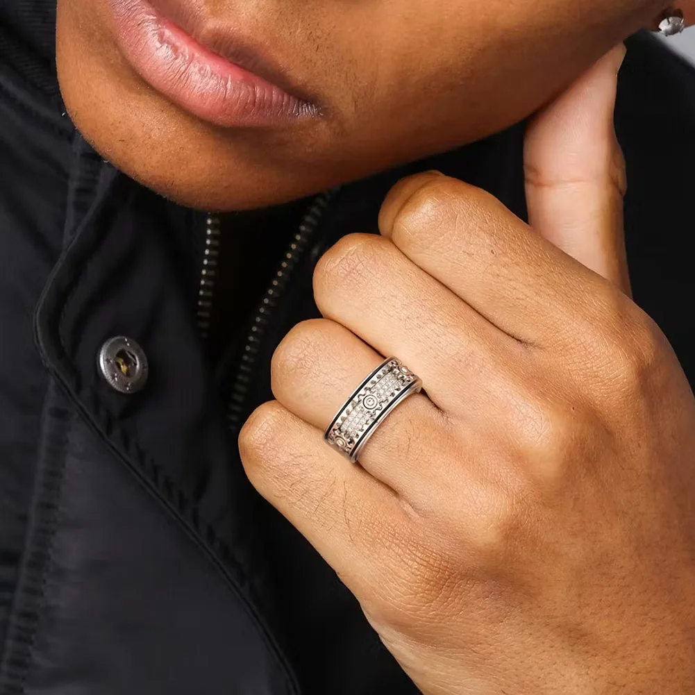 指輪・リング wing bling 925 Silver Karena Heart Prong Moissanite Ring NMR14 925 Sterling Silver Zirconia Cogwheel Fidget Ring