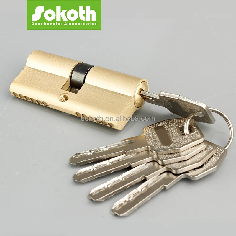 Standard 70mm Double Open Brass Lock Cylinder Brass Gold Color High ...