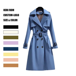 Bozon Winter Autumn and Winter Vintage Detachable Lapel Genuine Leather Plus Size Women's Trench Coats Ladies Long Leather Coat