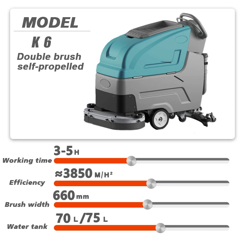 K6 Electric Walk Behind Automatic Floor Washer Hardwood Floor Cleaner ...