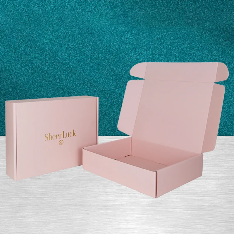 Pink Custom Corrugated Carton Shipping Boxes Apparel Packaging With
