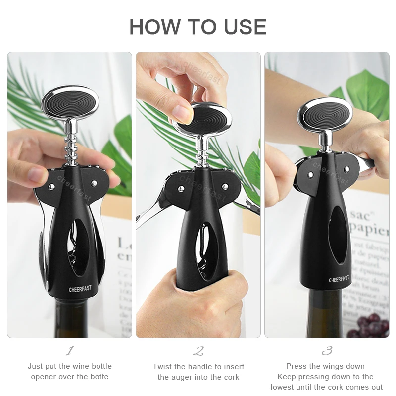 Premium Wing Corkscrew – Easy Grip, Dishwasher Safe Wine & Beer Opener, Stainless Steel