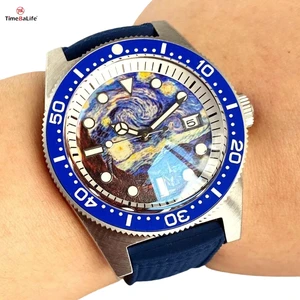 ODM Custom AR Sapphire Glass Full Luminous Kanagawa Surfing Dial 10ATM Diving Mens Watch NH35 Automatic Wristwatch Luminous Dial