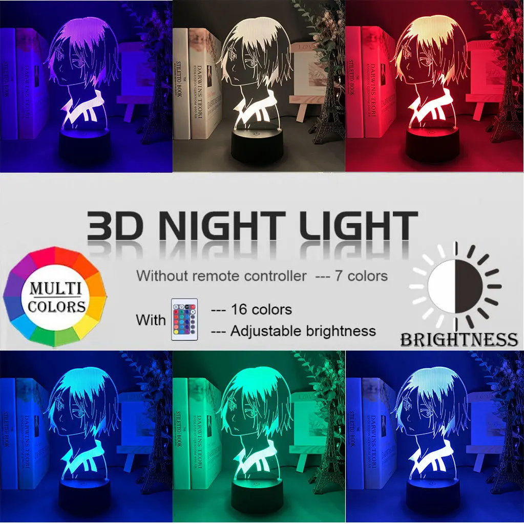 LED Anime Light Attack on Titan Captain Levi Ackerman Figure 3d  Illusion Multicolor Acrylic Night Lights