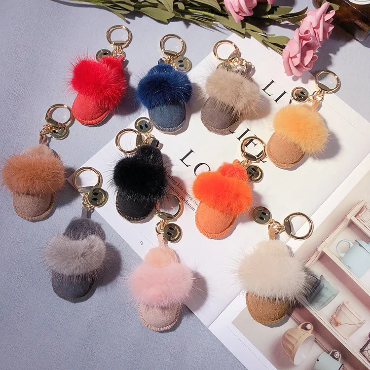 winter slipper-shaped shoe keychain keyring zapatilla