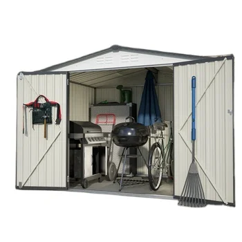 8 x 6 ft Outdoor Storage Shed All Weather Metal Sheds with 2 Lockable Doors Tool Shed for Garden Backyard Lawn White