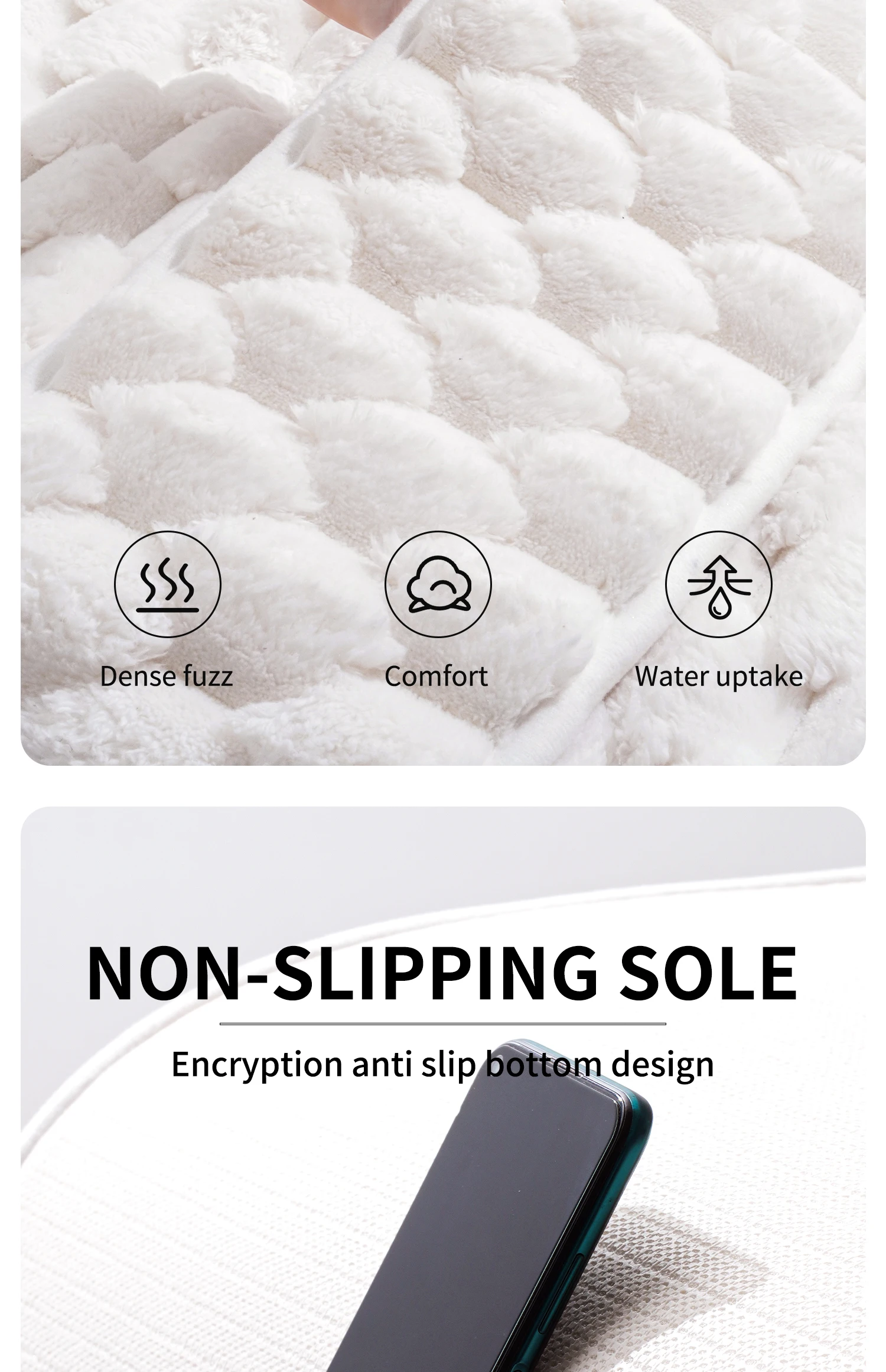 Upgraded thickened memory foam bathroom mat bathroom water-absorbent non-slip foot mat bath wipe foot mat back erasable
