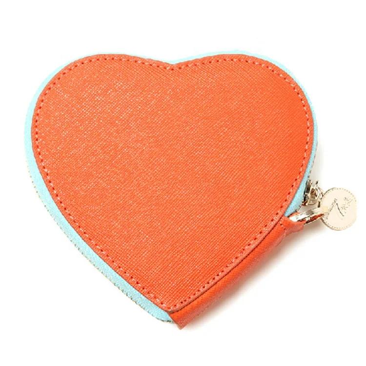 Heart Shaped Leather Coin Pouch in Red