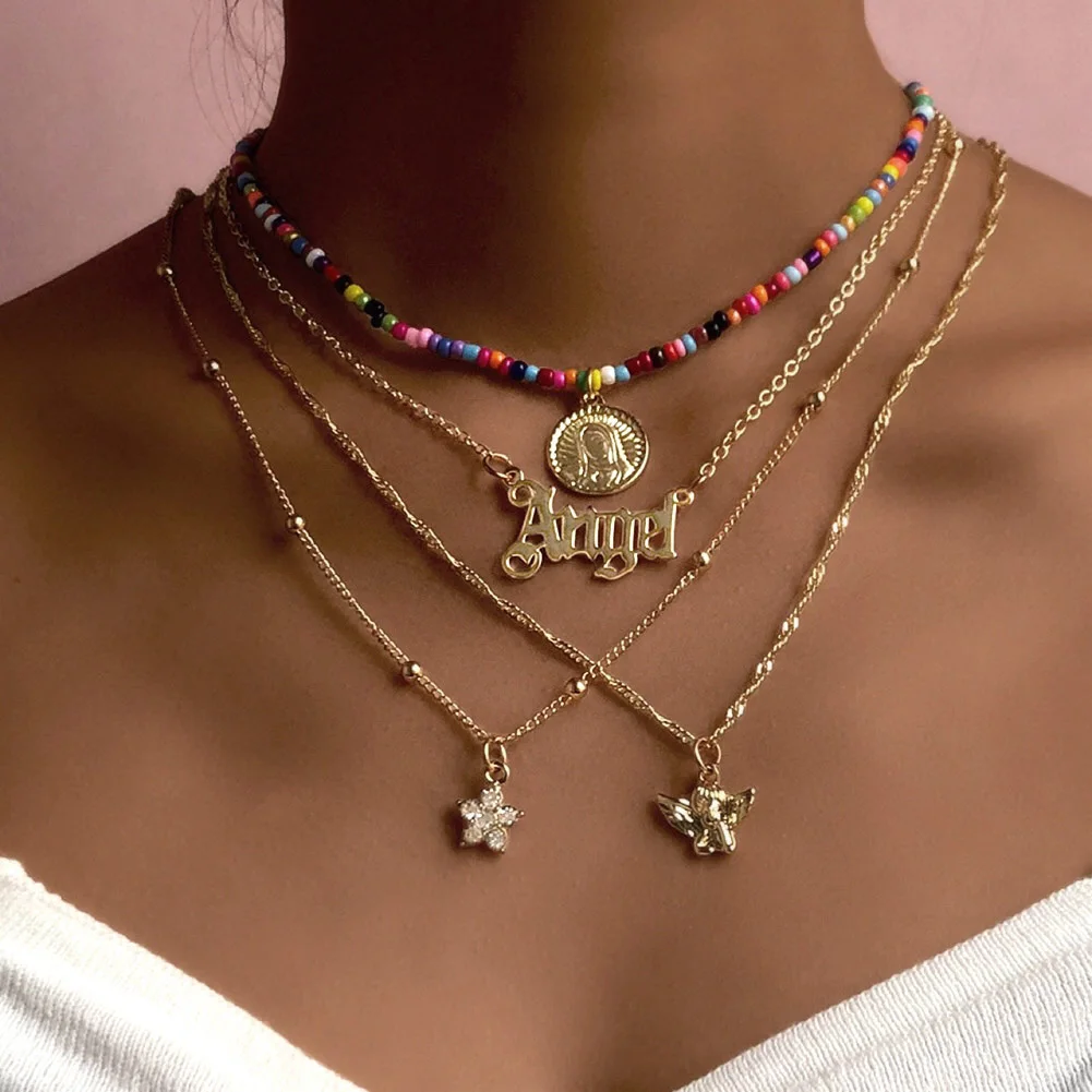 Vintage Multicolor Beads Necklace 