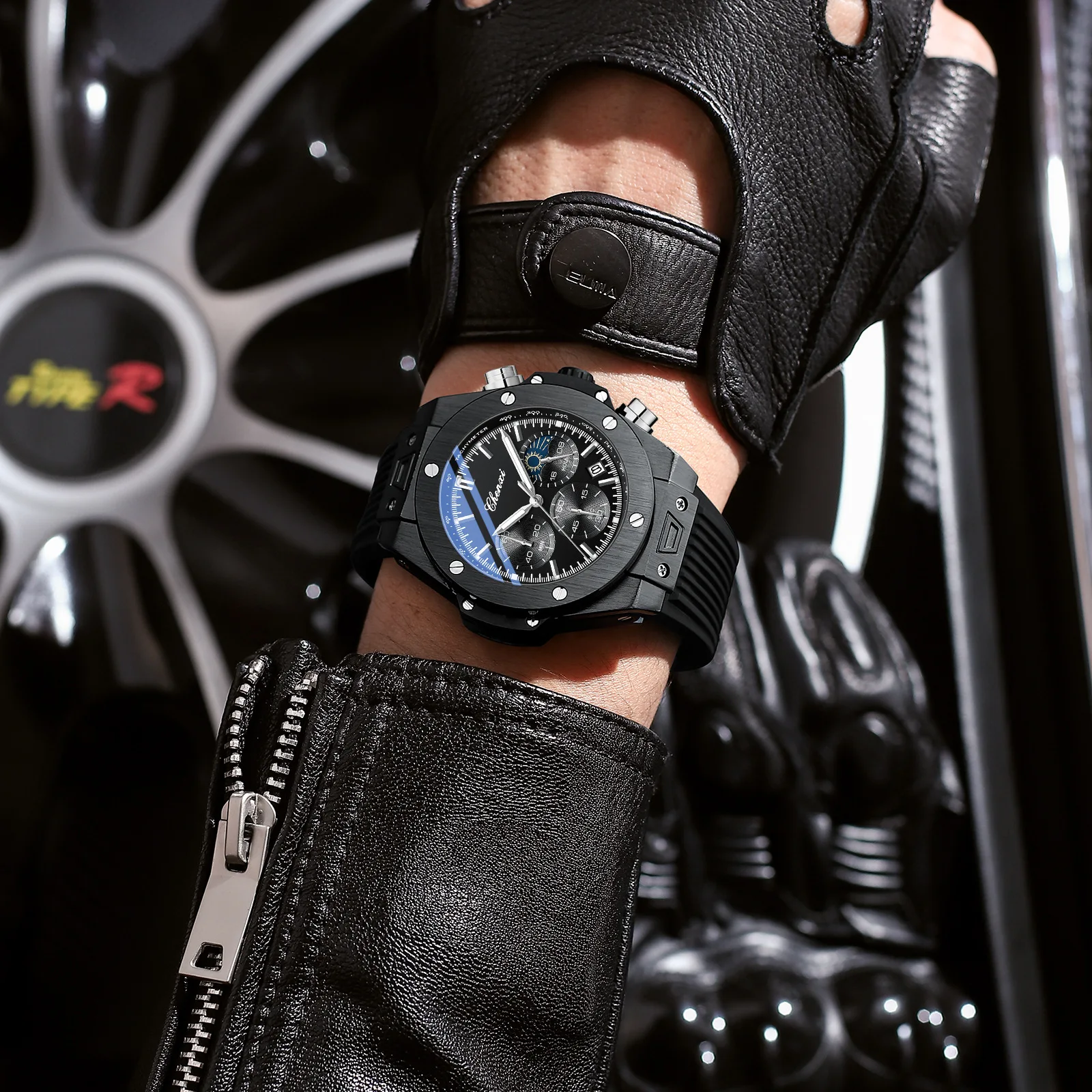 CHENXI 939 Men's Quartz Watch with Rivet Design, Multifunctional