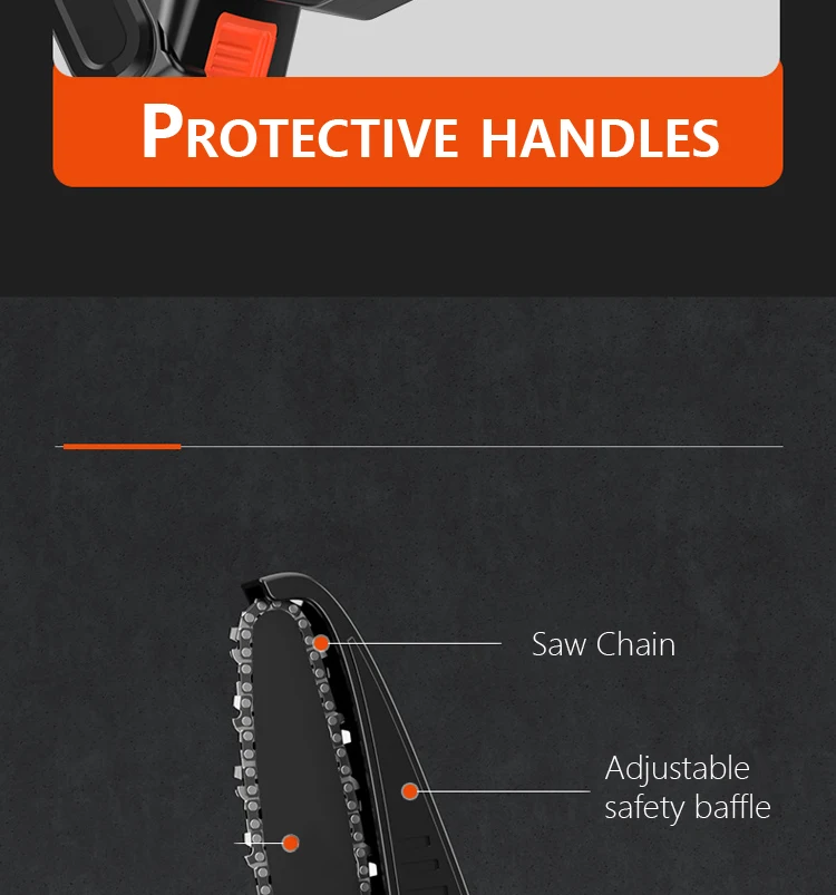 Small Handheld Cordless Electric Chainsaw With 2000mAh Li Ion Battery