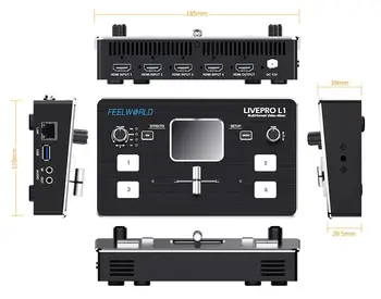FEELWORLD LIVEPRO L1 V1 4 Channel Multi-Cameras   Mixer Switcher with USB Video Capture Live Stream to OBS Zoom detail image
