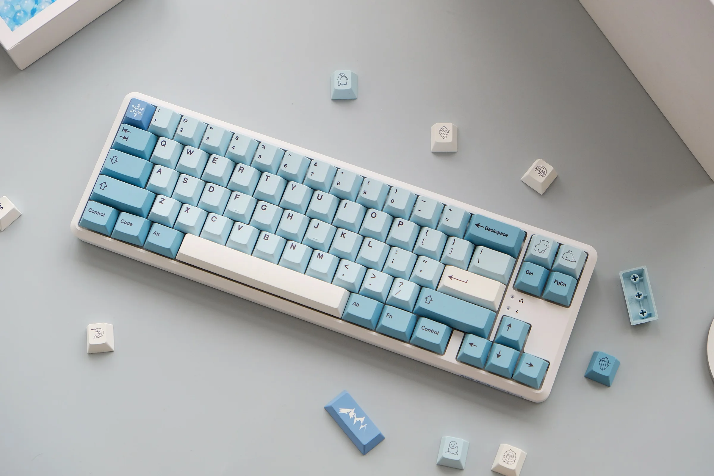 104 Sleutels PBT Double Shot OEM-profiel Gepersonaliseerde Kleurverloop Transparante Keycaps Voor Cherry MX Switch Mechanical Gaming Toetsenbord (Color : Rainbow Gradient