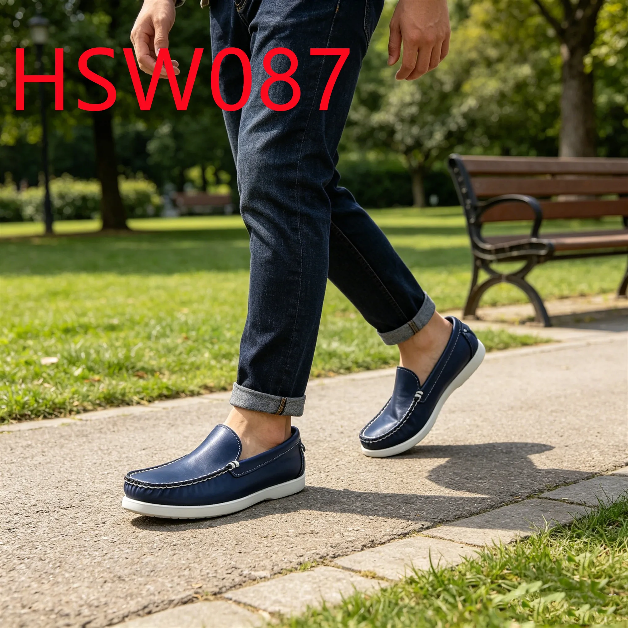 HY,Daily Commute Easy Wear Washed Blue Casual Walking Shoes New Vogue Hand-crafted Anti-skid Rubber Outsole Boat Shoes HSW087