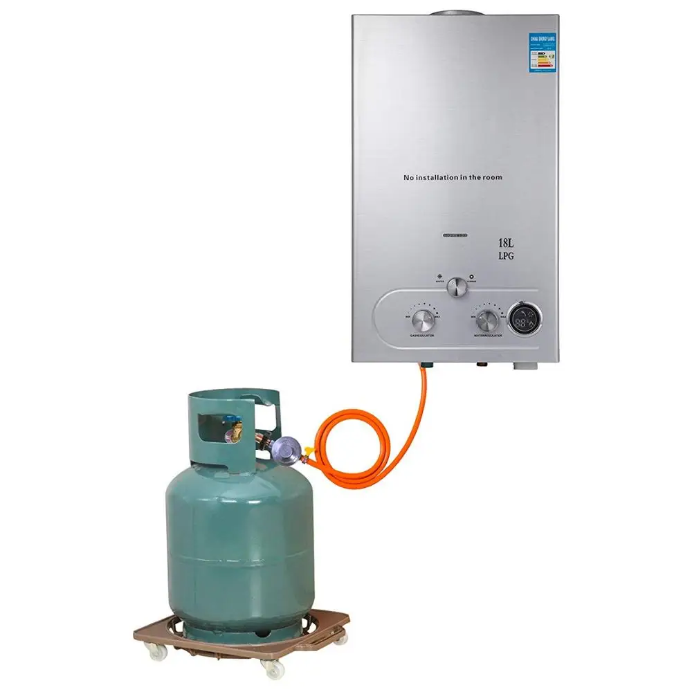 18L Gas Durchlauferhitzer 32KW - Propan Warmwasserbereiter Mit 0,5bar Startdruck Für Camping & Haus