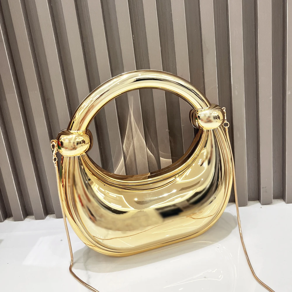 Luxury Designer Golden Evening Bag Acrylic Clutch Purses