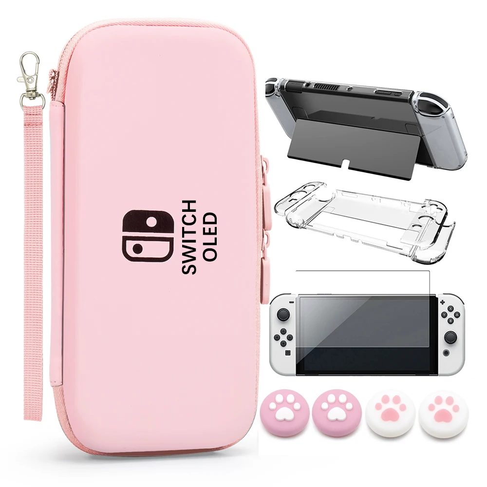 8 In1 Nintendo Switch OLED Case - Tempered Glass & Accessories
