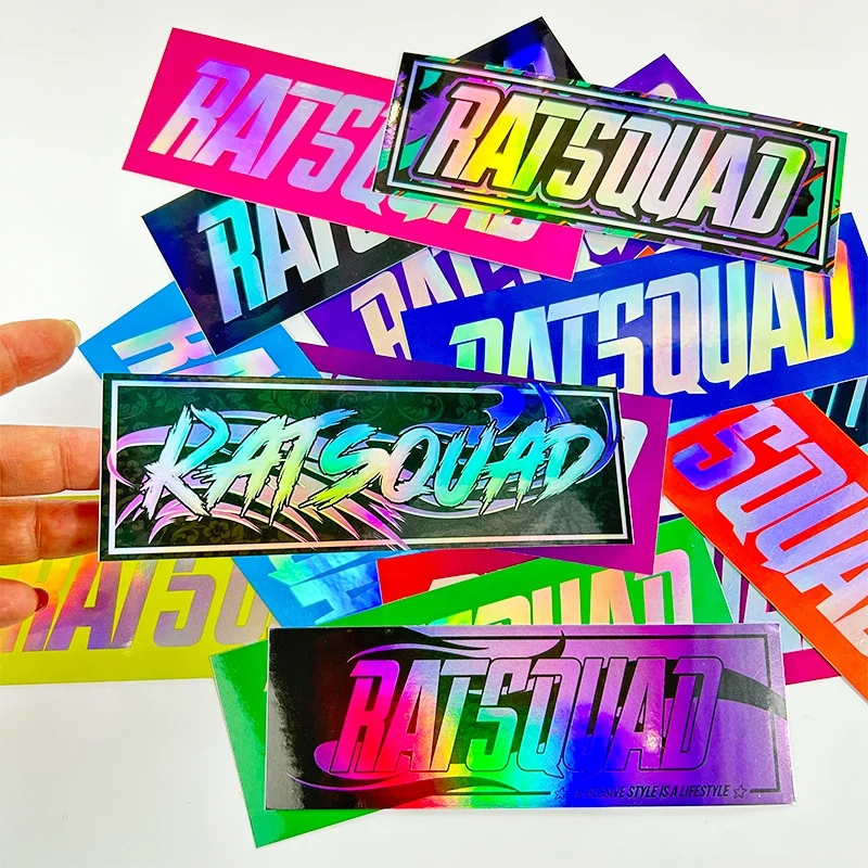 Wholesale Rainbow Laser 3D Custom Stickers - Waterproof Vinyl PVC