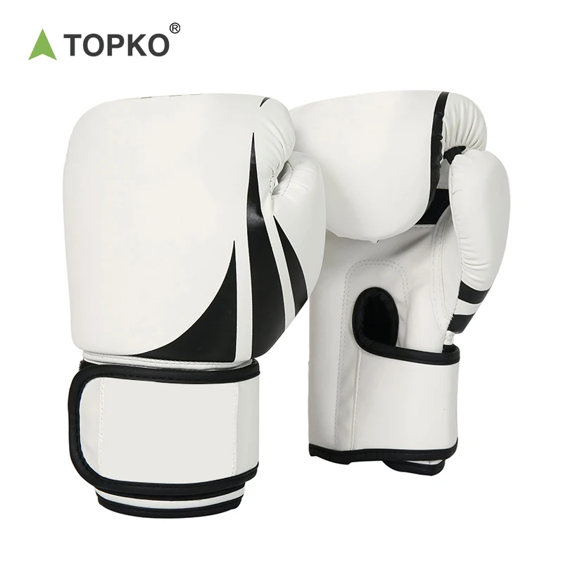 TOPKO Black & Simple Design Adult Boxing Gloves, Tear Resistant 8oz,10oz,12oz,14oz,16oz PU Leather Boxing Gloves