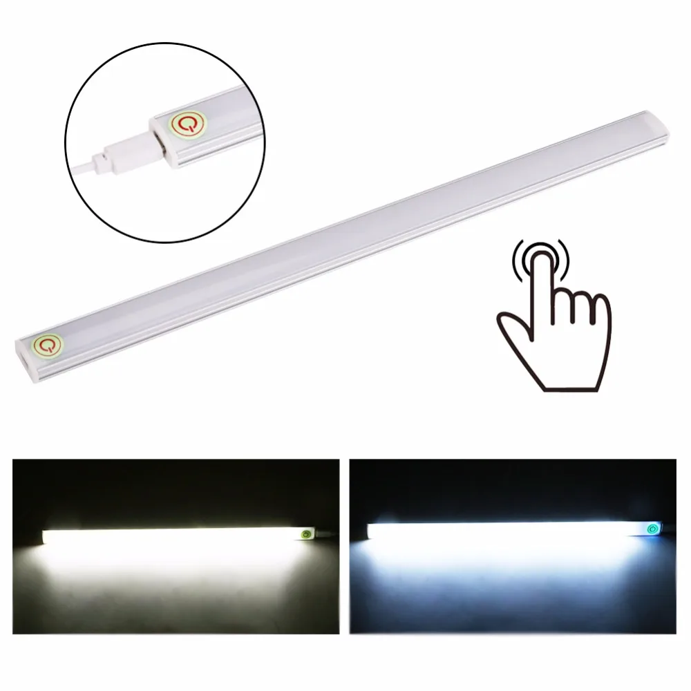Dimmable 30CM USB LED Touch Sensor Light Strip Under Cabinet Wardrobe Cupboard Lamp Tube Bar Light