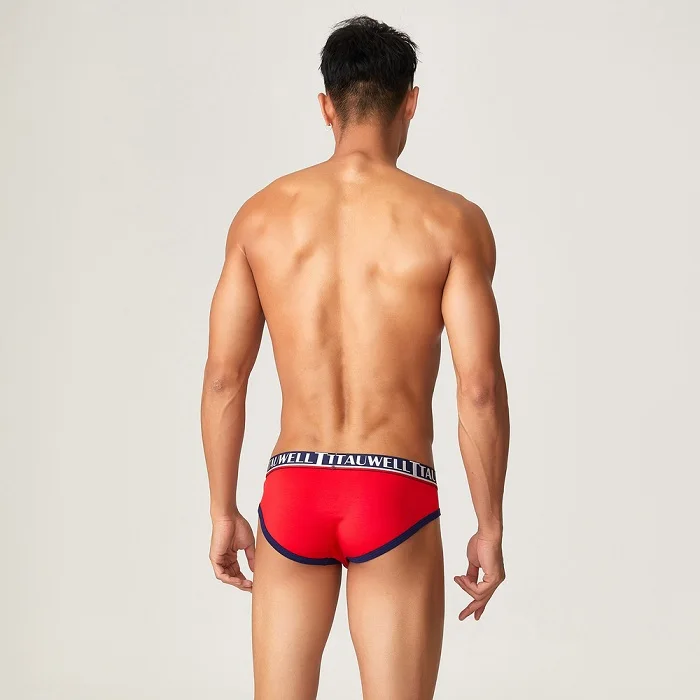 white red solid color men's briefs