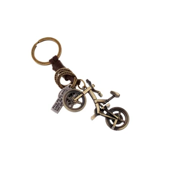 Metal Bicycle KeyChain Gifts Women & Men Leather Bike KeyChains Home Car Door Keys Holder Children Funny Present