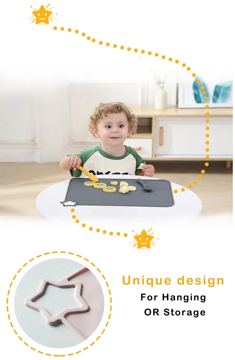 Soft Silicone Toddler Kids Placemat Snack Dinnerware Nontoxic Baby