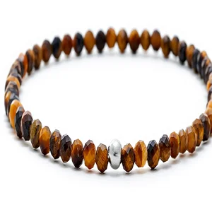 BERGERLIN Tiger's Eye Natural Stone Bracelet 925 Sterling Silver Pearl BL-20 Model Men Women Made China Certificate Authenticity