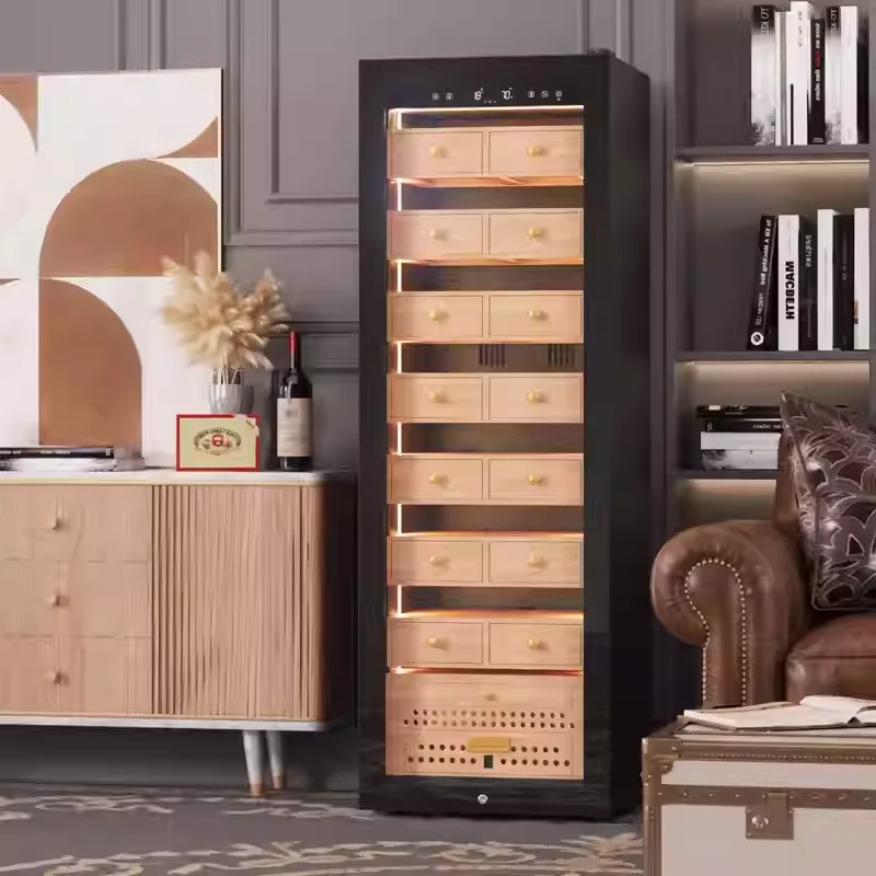 Modern Design Lacquer Technique Cigar Humidor Cabinet Accurate Climate ...