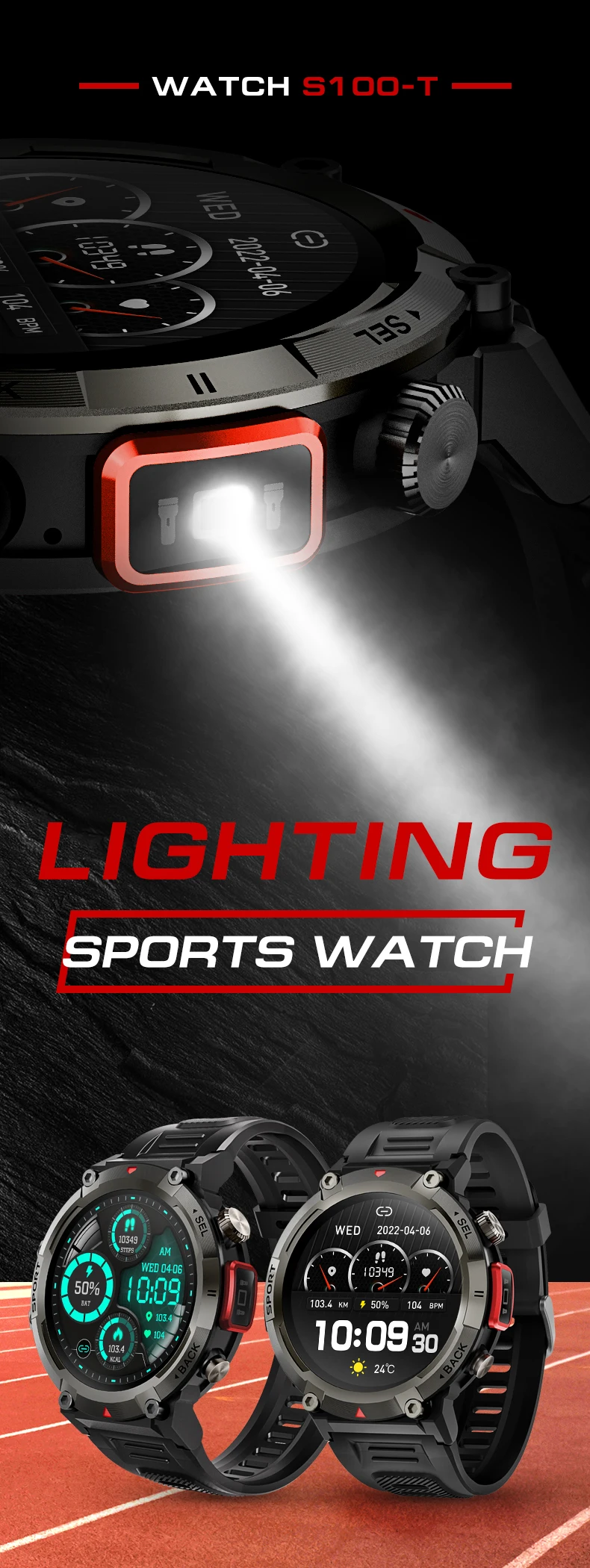 Welcome OEM Order, Factory Whole Selling 2025 S100 Round Sports Smart Watch Flashlight Bt Call Fitness Music Heart Rate Blood Pressure Outdoor Reloj Smartwatch For Men - Buy 2025 Round Smart Watches Smart Watch For Men 2025 Relojes Smart Watch Outdoor Sports Smart Watch