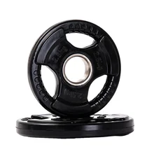 Eako sports 3 holes black rubber 20kg weight lifting plate for gym commercial sale