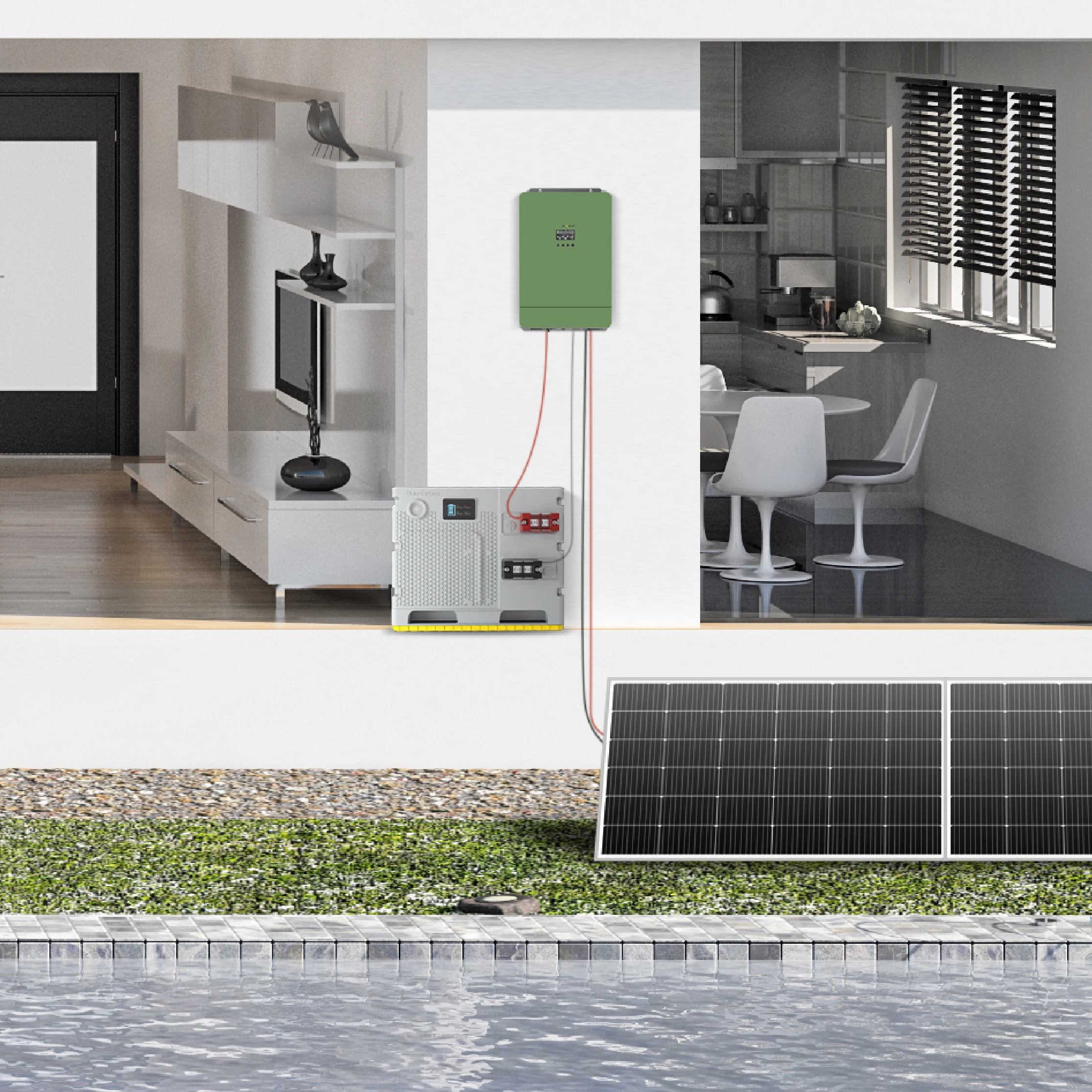 Blue Carbon Solar System Lithium Iron Lifepo4 24V 200Ah 250Ah 300Ah Solar Power Energy Storage Battery
