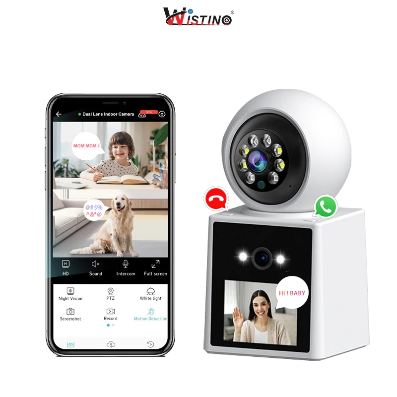 Wistino Dual Lens Wifi Camera Night Vision Two-Way Audio