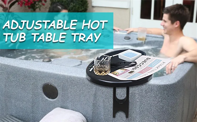 Blue Adjustable Hot Tub Side Table Tray With Anti Slip Drain Holes For Swimming Pools Spa Bathtub