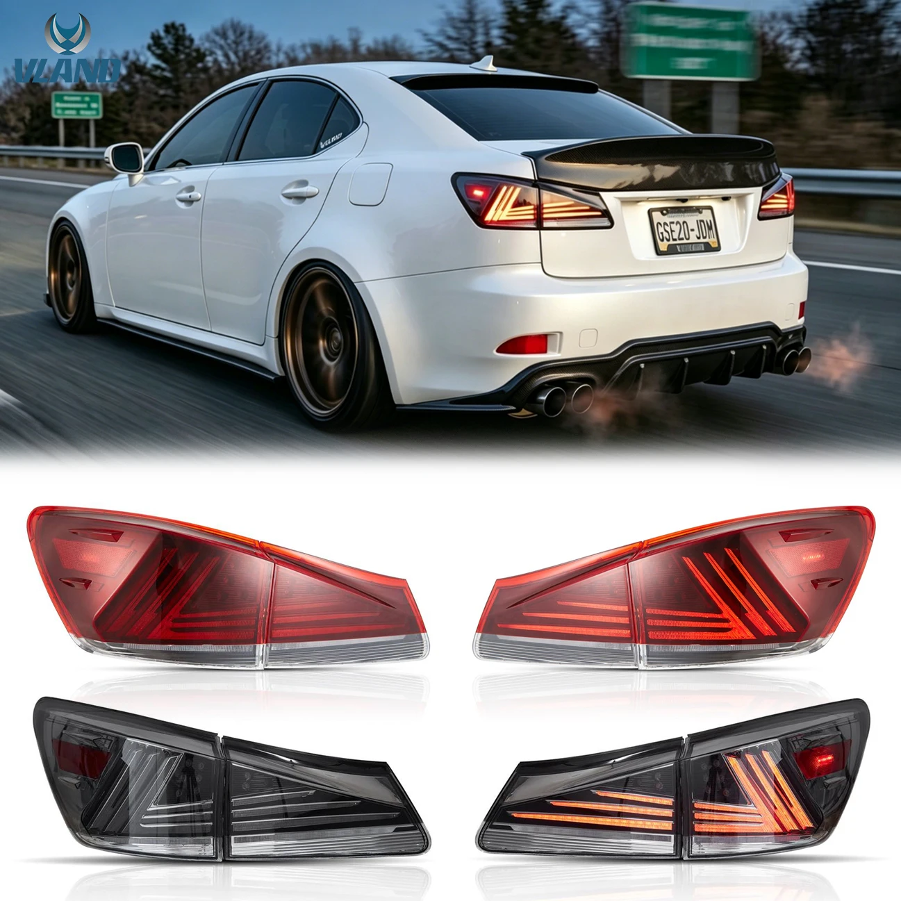 VLAND LED Tail Lights for Lexus IS250/IS350 -IP67 Waterproof