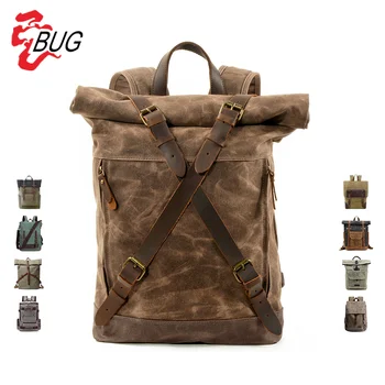 2023 new arrival large capacity high quality waxed canvas backpack for men travel backpack  bag for women leather backpack men
