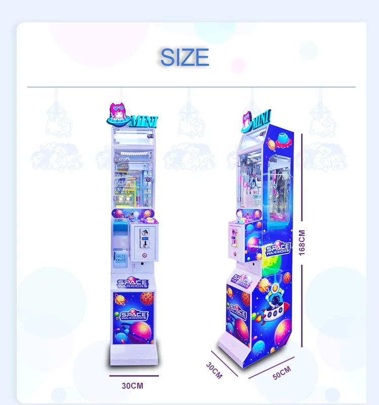 Amusement Coin Operated ODM/OEM Arcade Toy Claw Vending Machine Mini Claw Crane Machine With Top Locker Showcase