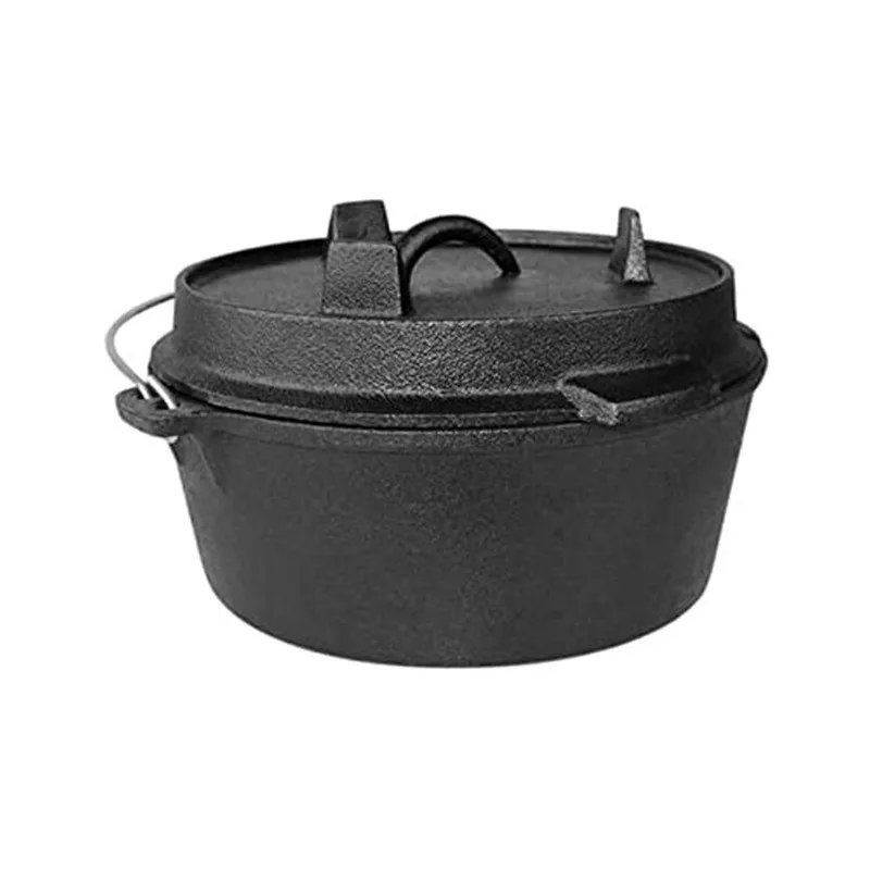Outdoor Deep Camp Soup Pot Cast Iron Camping Cooking Pot Dutch Oven