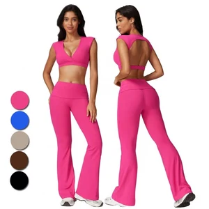 Quick Dry Tight Yoga Suit Tank Top Leggings Running Exercise 2 Piece Suit Gym Fitness Clothing Sets Women Yoga Set
