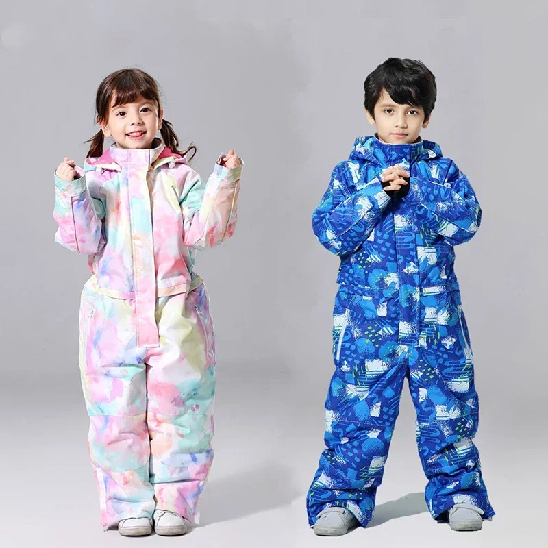 2025 Kids Ski Suit Winter Girls Skiing Sets Overalls Boy Snow Suits Waterproof Children Snowboard Tracksuit Kids Outdoor Clothes